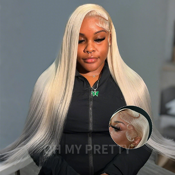 OhMyPretty Wear Go Glueless 613 Blond Color Straight HD Lace Closure Wig With Pre-plucked Hairline Pre-cut Lace