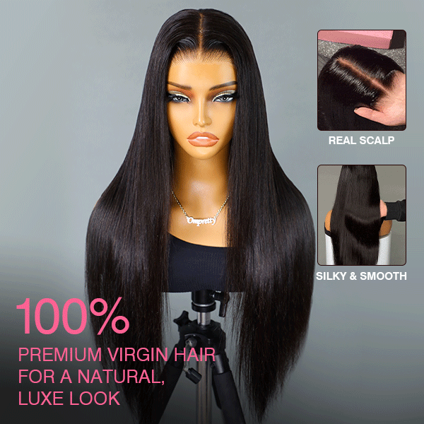 OhMyPretty Wear Go Glueless 9x6 Lace Straight Wig M Cap Super Natural Hairline Silky Human Hair  Mini Knots Pre plucked &Pre Bleached & Pre Cut