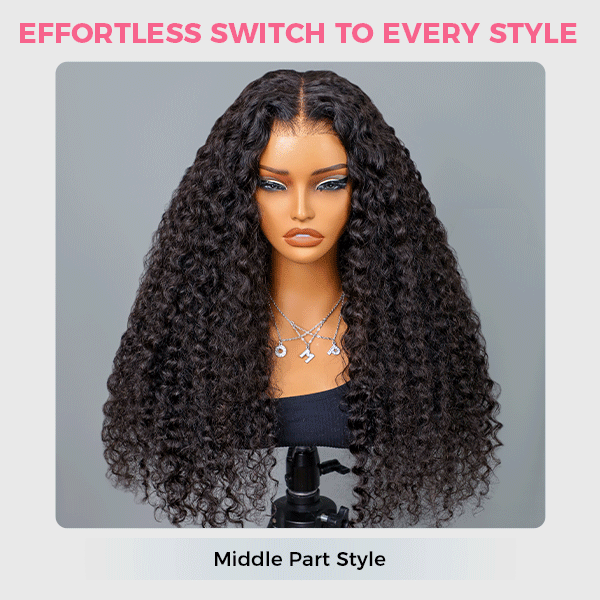 OhMyPretty Wear Go Glueless Water Wave 9x6 Lace Wig M Cap Pre-Bleached Mini Knots Pre-Plucked