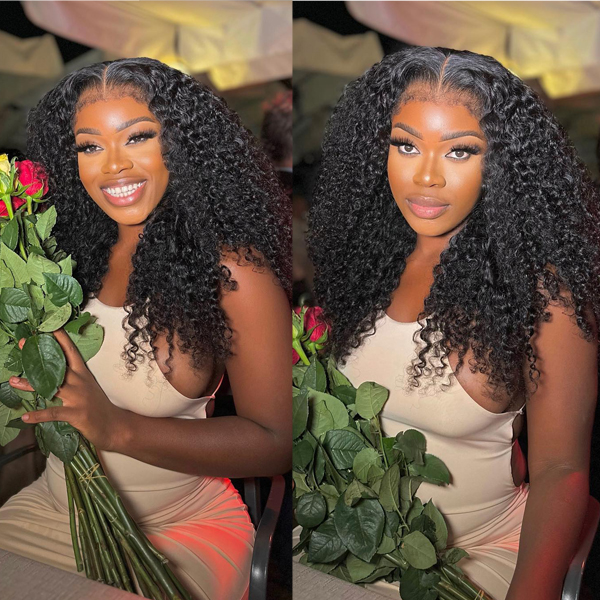 4C Hairline Kinky Curly 13x4 HD Lace Frontal Wig With Curly Baby Hair