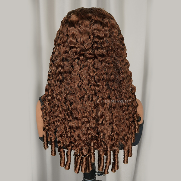 New In Luxury Wear Go 13x6 Chocolate Brown Burmese Curly Glueless Wig HD Lace Front Wig With Invisi Draw-strings