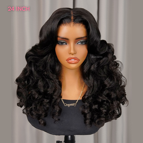 OhMyPretty Wear Go Glueless 9x6 Lace Ocean Wave Wig M Cap Pre-Bleached Tiny Knots Pre-Plucked Natural Hairline Wig 100% Human Hair
