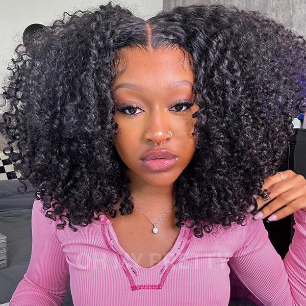 OhMyPretty Wear Go Afro Curl Glueless 6x4 HD Lace Closure Wig With Pre-plucked Edges