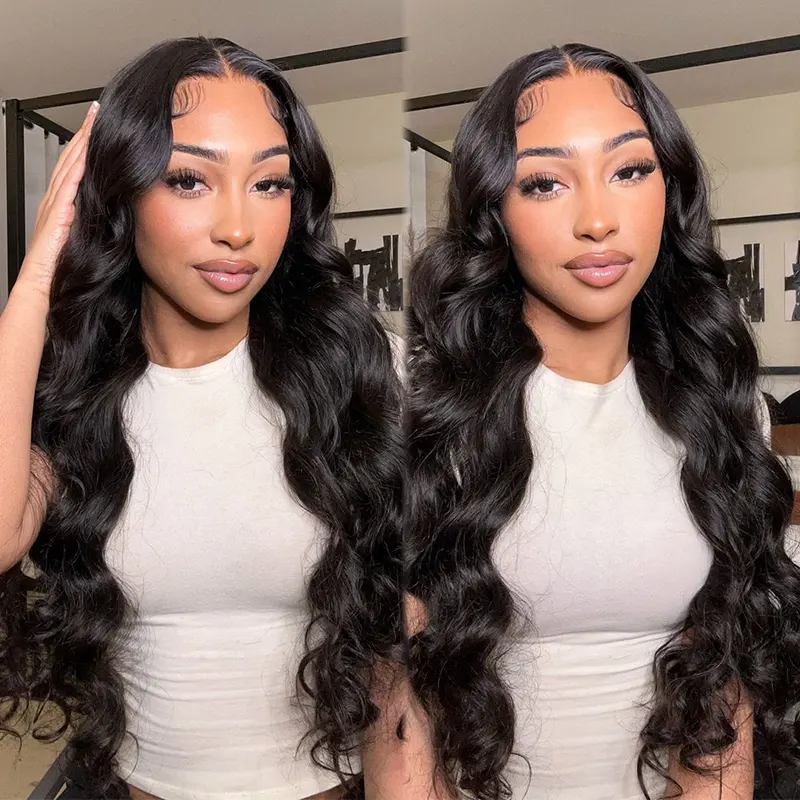 OhMyPretty Wear Go Glueless 9x6 HD Lace Body Wave Wig Pre Cut HD Lace with Natural Hairline Invisible Knots