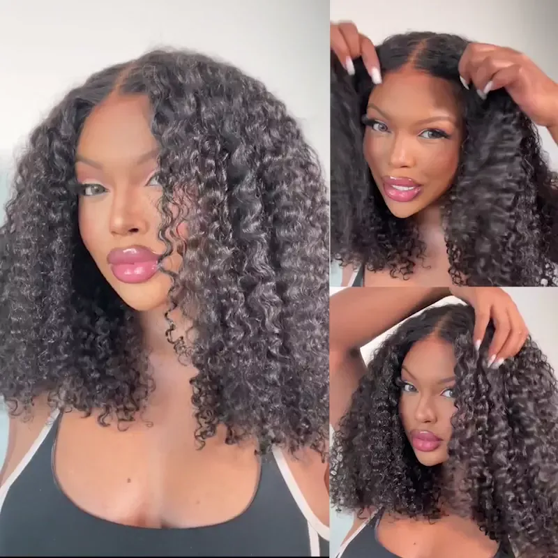 OhMyPretty Wear Go Kinky Curly Glueless 7x5 Lace Closure Wig With Pre-plucked Edges Gorgeous Natural Coily Curl