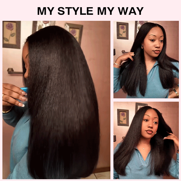 OhMyPretty M Cap Yaki Straight 9x6 Wear Go Wig Pre-Bleached Tiny Knots Glueless Wig Human Hair