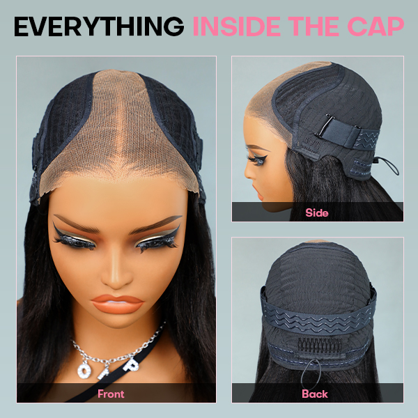 yaki straight layered bob wig t part wig cap