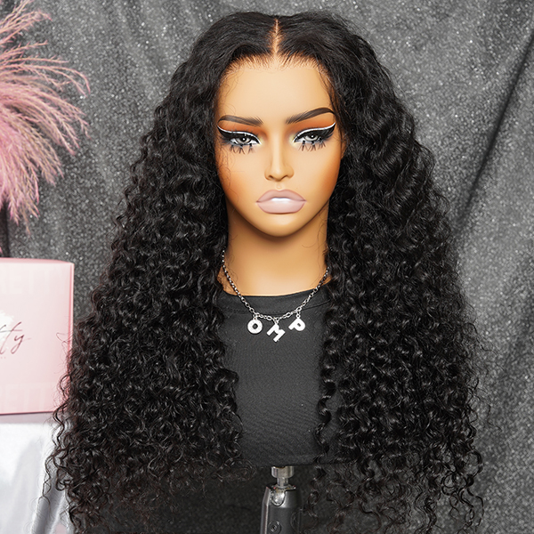 OhMyPretty Wear Go Glueless Water Wave 9x6 Lace Wig M Cap Pre-Bleached Mini Knots Pre-Plucked