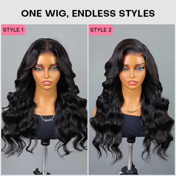 OhMyPretty Wear Go Glueless 9x6 Lace Body Wave Wig M Cap Pre Cut Lace with Natural Hairline Mini Knots