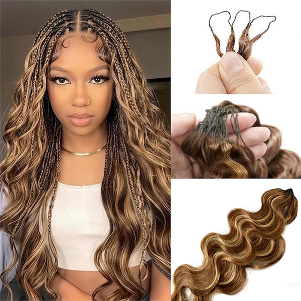 4/27 Color Highlight Brown Body Wave Crochet Human Hair Pre-Separated for Boho Braids & Miracle Knots Tangle Free & Reusable