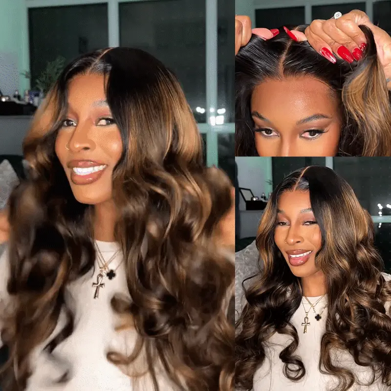 New In Balayage Highlight Body Wave 9x6 Tpart Lace Wear Go Glueless Wig Human Hair Wig Pre Bleached