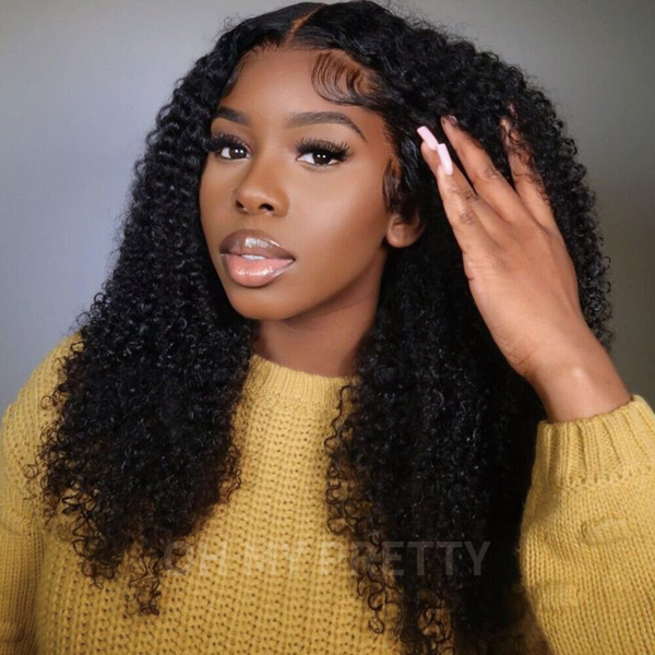 OhMyPretty Kinky Curly 13x4 Lace Front Wig with Pre-plucked Edges