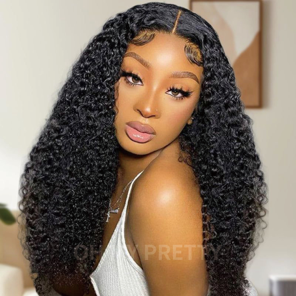 OhMyPretty Kinky Curly 13x4 Lace Front Wig with Pre-plucked Edges