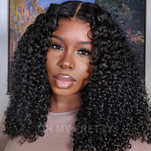 OhMyPretty Kinky Curly 13x4 Lace Front Wig with Pre-plucked Edges