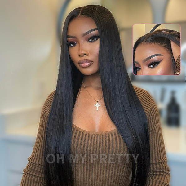 OhMyPretty Straight 13x4 Lace Front Wig with Pre-plucked Edges