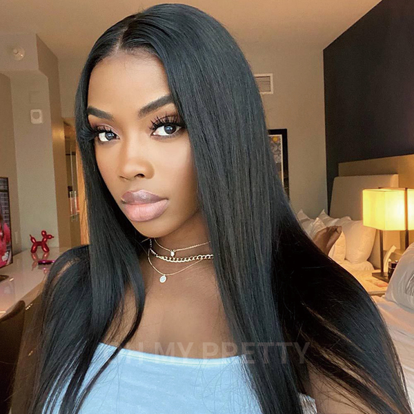OhMyPretty Beginner Friendly V Part Wigs Straight Thin Part Human Hair Wig