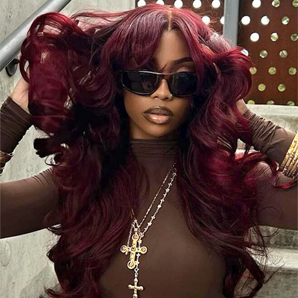 OhMyPretty Face-Framing Layers 99J Color Wear Go Upgraded Body Wave Glueless 6x4 Lace Wig With Pre-plucked Hairline