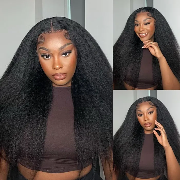 OhMyPretty Wear Go Kinky Straight Glueless 6x4 HD Lace Wig With Pre-plucked Edges