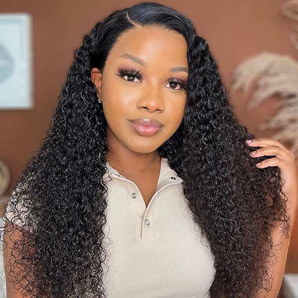 OhMyPretty Kinky Curly 13x4 HD Lace Front Wig Prebleached Knots With Pre-plucked Edges