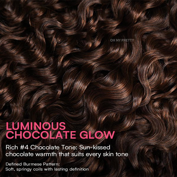 Chocolate Brown #4 Burmese Curly Color Crochet Hair Extension Pre-Separated Miracle Knots 100% Human Hair 