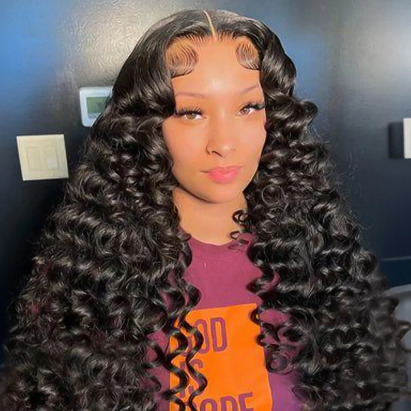 New In Loose Curly M-Cap 9x6 Wear Go Wig Pre-Bleached Knots Loose Deep Glueless Wig