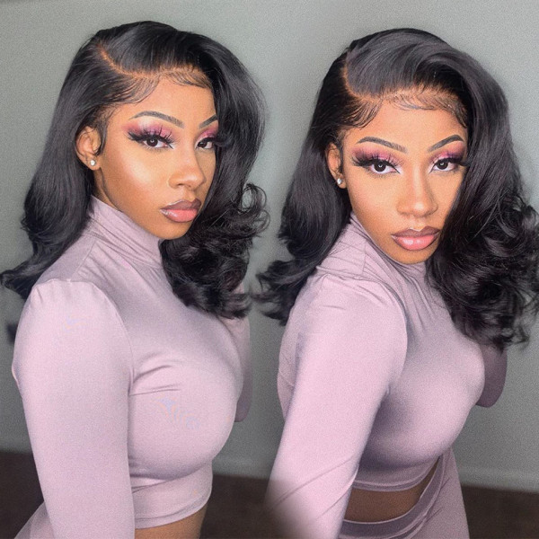 OhMyPretty Wear Go Body Wave Bob 6x4 HD Lace Wig Glueless Short Wig 100% Human Hair Beginner Friendly