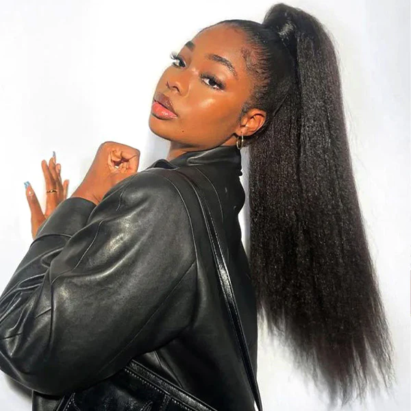 OhMyPretty Kinky Straight Drawstring Ponytail With InvisiFit Strap 100% Human Hair Extension