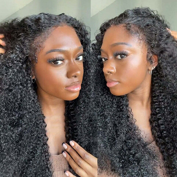 4C Hairline Kinky Curly 13x4 HD Lace Frontal Wig With Curly Baby Hair