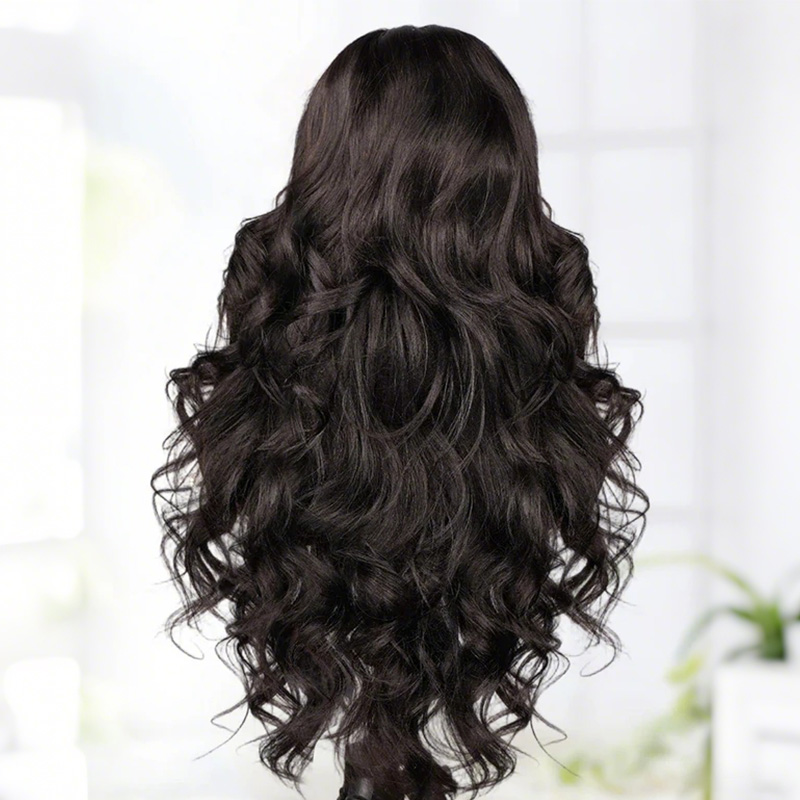 OhMyPretty Pre-Styled Butterfly Cut Layered Half Wig Sew In Wig Natural Black Human Hair Yaki Straight Wigs