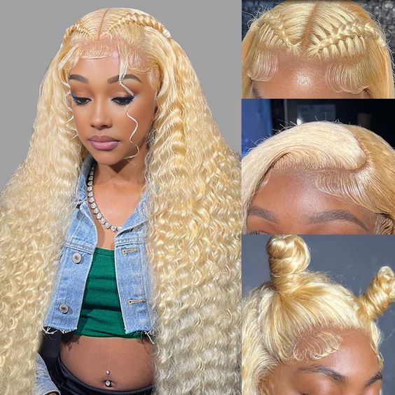 OhMyPretty #613 Blonde Deep Wave 13x4 Lace Front Wig With Pre-plucked Edges