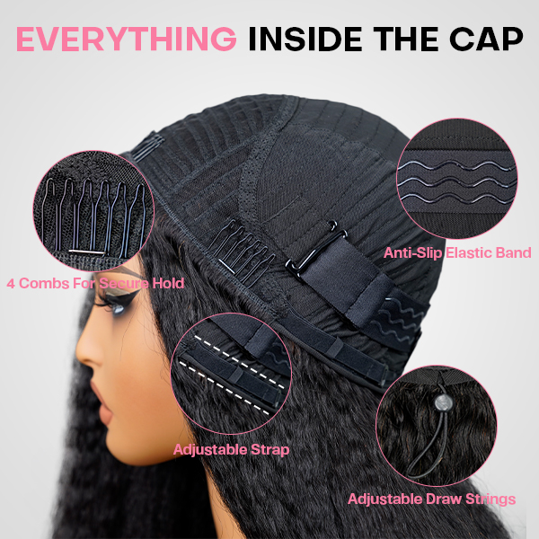 afro curly half wig drawstring cap
