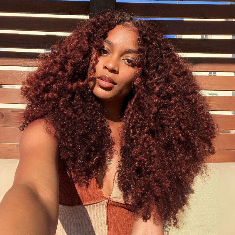 Ombre Reddish Brown Half Wig Water Wave Wear Go Half Wig Fall Color Wig Flash Sale