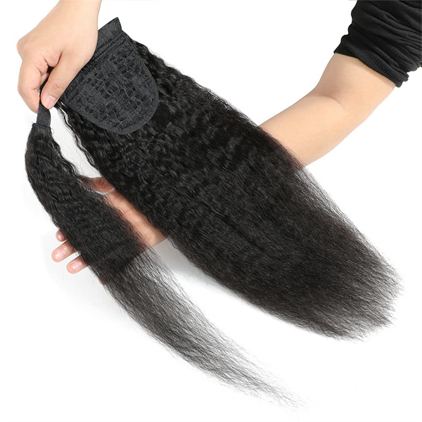 Yaki Straight Wrap Around Ponytail Human Hair Extension