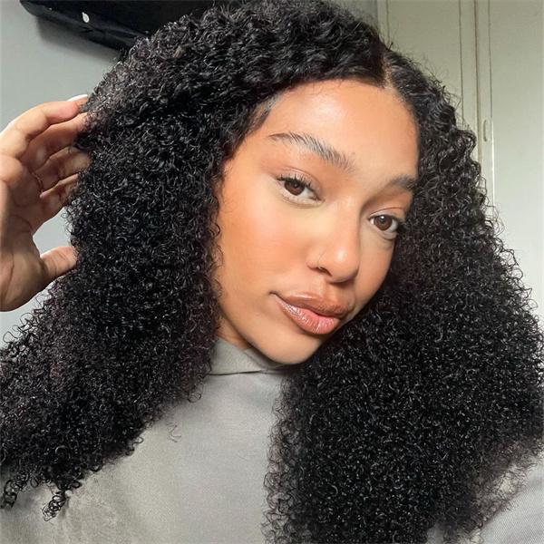 Afro Curls Lace Closure Wig with Pre-plucked Edges