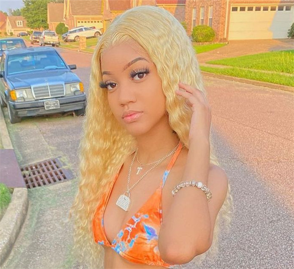 #613 Blonde Deep Curly Lace Front Wig With Pre-plucked Edges