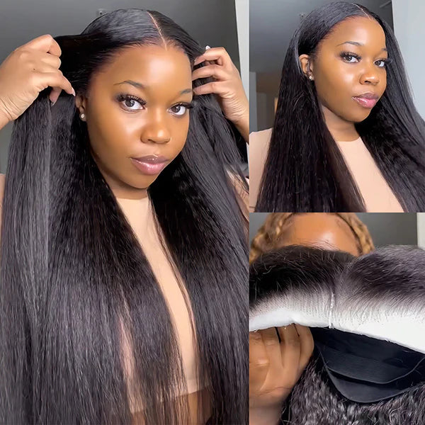 OhMyPretty Wear Go Kinky Straight Glueless 6x4 HD Lace Wig With Pre-plucked Edges