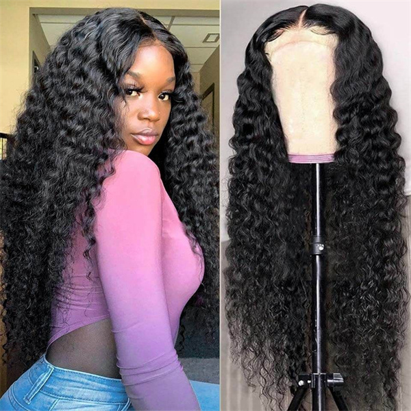 Deep Curly Human Hair Wig 5*5 Lace Closure Wig