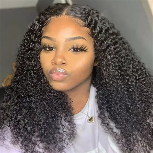 Kinky Curly Lace Closure Wig with Pre-plucked Edges