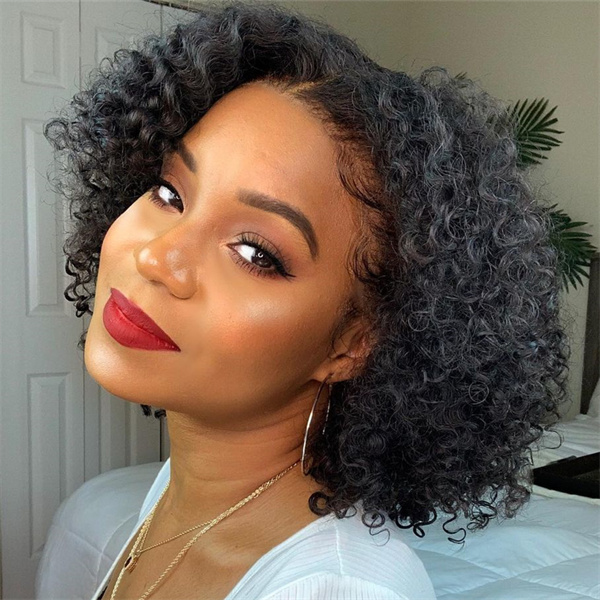 Kinky Curly Bob Wig Bob Human Hair Lace Front Wigs