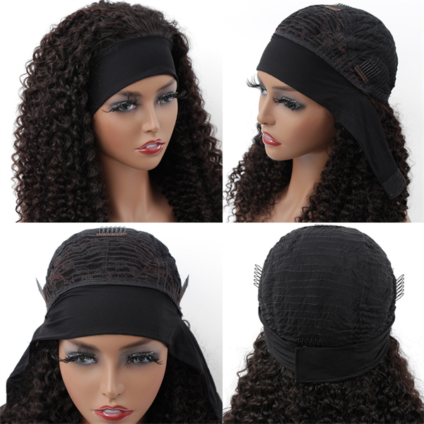 Kinky Curly Human Hair Headband Wig