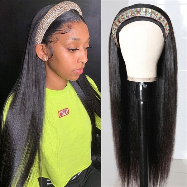 Straight Human Hair Headband Wig