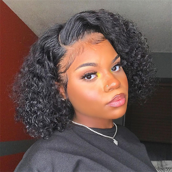 Kinky Curly Bob Wig Bob Human Hair Lace Front Wigs