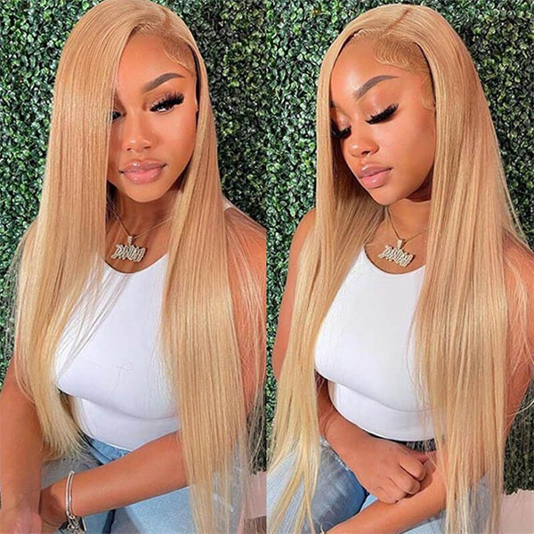 Honey Blonde #27 Colored Straight Lace Frontal Wig Pre Plucked