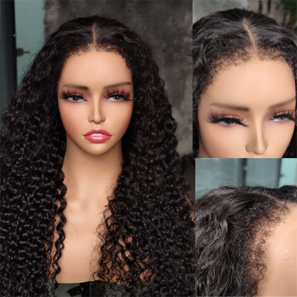 4C Hairline Water Wave HD Lace Frontal Wig With Curly Baby Hair