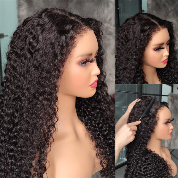 4C Hairline Water Wave HD Lace Frontal Wig With Curly Baby Hair