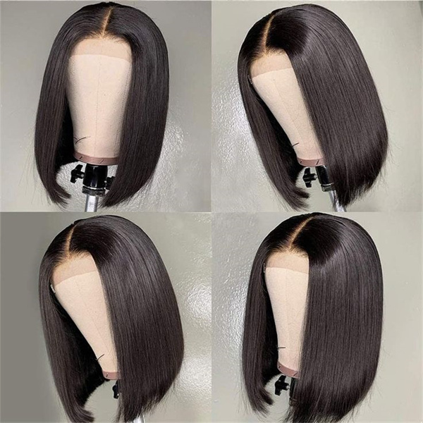 OhMyPretty Short Straight Bob Wig Bob Human Hair Lace Wigs