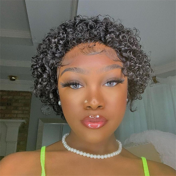 Short Curly Pixie Cut Bob 13*4 Lace Frontal wig