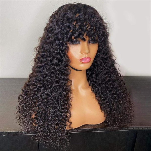 Water Wave Human Hair Wig With Bang