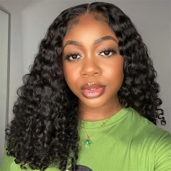 Kinky Curly Human Hair 5*5 Lace Closure Wig